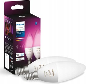 2PAK Led izzó Gyertya 5,3W Cct Rgb Philips Hue Bluetooth Zigbee