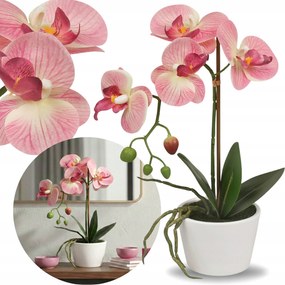 Mesterséges orchidea Lazac orchidea Cserépben Mint Egy Élő díszvirág 30cm