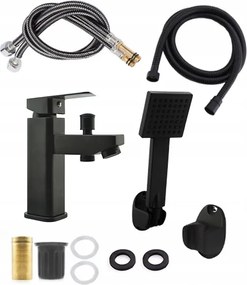 Kádtöltő Csaptelep Zuhany Szett Fekete Fülhallgató Tömlő Tartó Szett