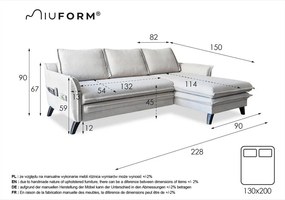 Szürkésbézs kinyitható-tárolóhelyes sarokkanapé (jobb oldali-heverő résszel) Charming Charlie – Miuform