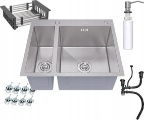 Elegáns Prémium Mosogató 61x51 cm Rozsdamentes Acélból Szifon