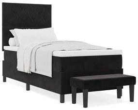 Box Spring ágy matraccal és paddal Fekete 100x200 cm Bársony