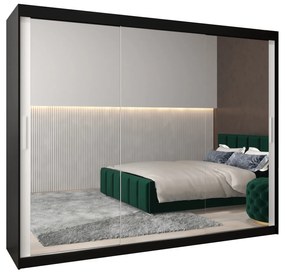 Ruhásszekrény 250 cm Toki 3 (matt fekete + matt fehér). 1065115