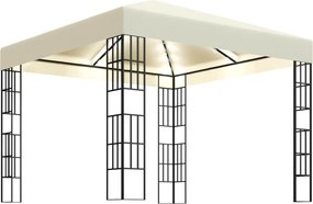 vidaXL krémszínű pavilon LED fényfüzérrel 3 x 3 m