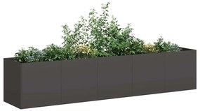 fekete virágláda, hidegen hengerelt acél, 200 x 40 x 40 cm