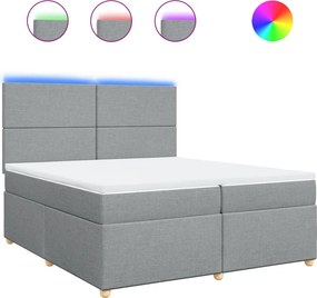 vidaXL világosszürke szövet rugós ágy matraccal 200 x 200 cm