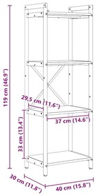 Könyvszekrény Musta tammi 40 x 30 x 118 cm Faanyag