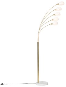 Design állólámpa sárgarézzel és opál üveggel 5-lámpás - Sixties Marmo