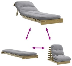 tömör impregnált fenyőfa futon kanapéágy matraccal 70x206x11 cm