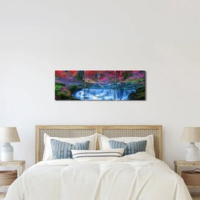 Kép Vízesés egy vörös erdőben (órával) (90x30 cm)