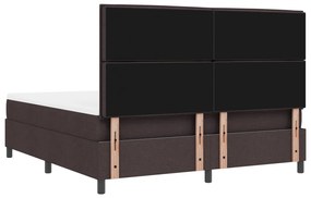 Rugós ágy matraccal és LED világítással, sötétbarna, 180 x 200 cm szövet