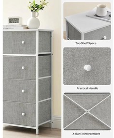 Tároló szekrény öt fiókkal, ruhás szekrény, fehér és világosszürke 80x30x85cm