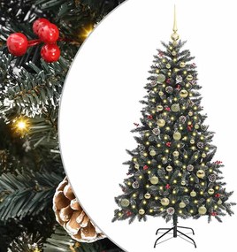 vidaXL Mű karácsonyfa 150 LED-del Zöld 150 cm PVC és Műanyag és Acél