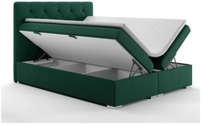 Franciaágy Boxspring 140 cm Ronda (sötétzöld) (tárolóhellyel). Akció -17%. 1020365