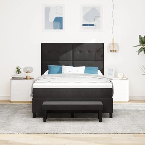 vidaXL Box Spring Ágy Matraccal és Pad Fekete 160x200 cm Bársony