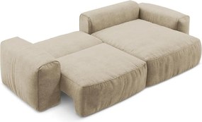 Világosbarna zsenília kinyitható sarokkanapé (jobb oldali-heverő résszel) Kuki – Makamii
