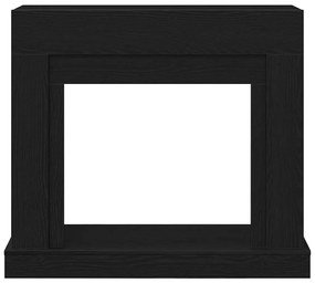 fekete tölgy színű szerelt fa kandallóburkolat 100x30x87,5 cm