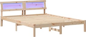 vidaXL Ágykeret fejtámlával Barna 150 x 200 cm Tömör fenyőfa