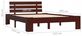 sötétbarna tömör fenyőfa ágykeret 120 x 200 cm
