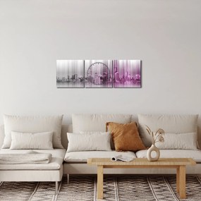 Kép - Panoráma a városra, rózsaszín-szürke (órával) (90x30 cm)