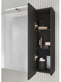 Sötétszürke fürdőszoba szekrény tükörrel 76x71 cm - Germania