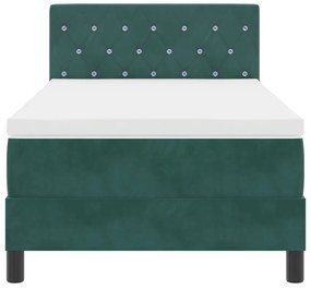 Boxspring Ágy Matraccal és LED-del Sötét Zöld 90x200 cm Bársony