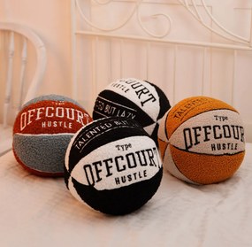 Basketball díszpárna, fekete-fehér, 25×25 cm