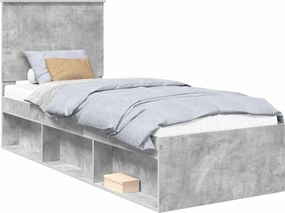 vidaXL Ágykeret fejtámlával Beton Szürke 75 x 190 cm Tömör fenyőfa