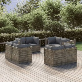 vidaXL 8 db szürke polyrattan kerti sarokkanapé 57 x 57 x 56 cm