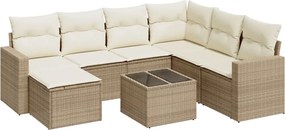 vidaXL 8 részes bézs polyrattan kerti ülőgarnitúra párnával