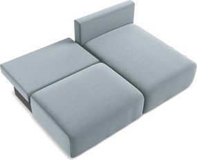 Kék bársony kinyitható-tárolóhelyes sarokkanapé (jobb oldali-heverő résszel) Kalena – Makamii