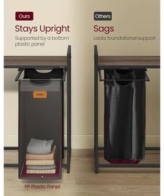 Szennyeskosár 4 rekesszel, 150 L-es ruhaválogató, fekete-szürke