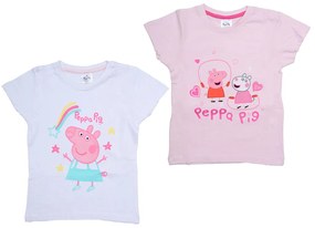 PEPPA MALAC gyerek póló 2 db világos rózsaszín/fehér - különböző méretekben Méret: 110 - 116