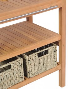 Tömör tíkfa fürdőszobai pipereszekrény 2 kosárral 74x45x75 cm