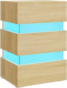 vidaXL sonoma tölgy színű szerelt fa LED-es éjjeliszekrény 45x35x67 cm