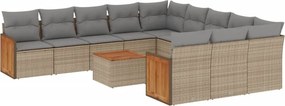 vidaXL 12 részes bézs polyrattan kerti ülőgarnitúra párnákkal