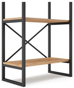 Fekete-natúr színű polcos állvány tölgyfa dekorral 58x175 cm Dusan – Marckeric