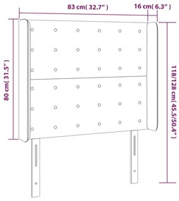 fehér műbőr LED-es fejtámla 83x16x118/128 cm