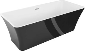 Luxury Tonia szabadon álló fürdökád akril  170 x 75 cm, fehér/fekete,  leeresztö  króm - 52171707575 Térben álló kád