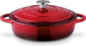 Öntöttvas lapos fazék 3l piros 28cm