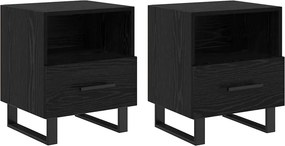 vidaXL Éjjeliszekrény 2 pcs Fekete tölgy 40 x 35 x 47,5 cm Faanyag