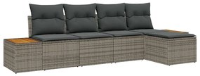 vidaXL Kerti Kanapé Szett párnával 5 pcs Szürke Poli rattan