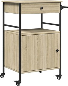 vidaXL sonoma tölgy színű szerelt fa zsúrkocsi 56 x 43 x 89,5 cm