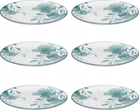 Ebédlő Tányérok Porcelán 6 Db-os Szett Virág Motívum Ø 26,5 CM
