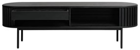 Fekete TV-állvány tölgyfa dekorral 48x160 cm Siena – Unique Furniture