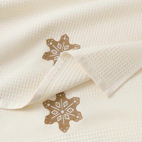 Goldea karácsonyi hímzett waffle konyharuha - krémalapú mézeskalács 50 x 70 cm