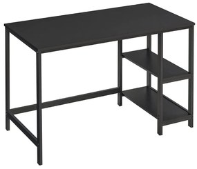 Íróasztal / számítógépasztal polcokkal - Vasagle Loft - 120 x 60 cm (fekete)