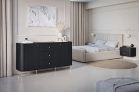Vesper függő éjjeliszekrény készlet 56 cm - fekete / arany fogantyúk