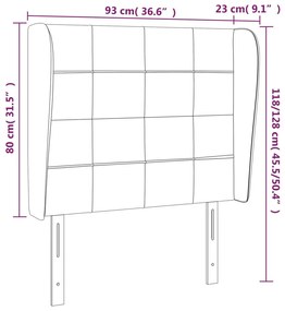sötétbarna szövet fejtámla szárnyakkal 93 x 23 x 118/128 cm