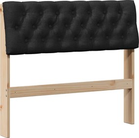 vidaXL Kárpitozott fejtámla Fekete 90 cm Tömör fenyőfa